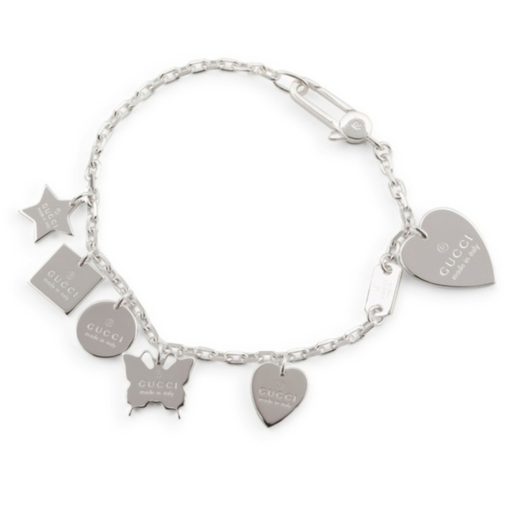 Gucci Trademark Sterling Silver Charm Bracelet